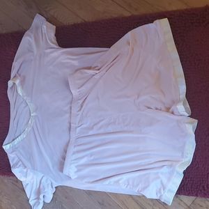 Plus size pajama set silk around neck and legs elastic waist